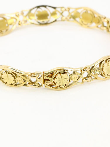 Bracelet Bracelet Art Nouveau chaine or jaune maille feuille de lierre 58 Facettes 1133.2