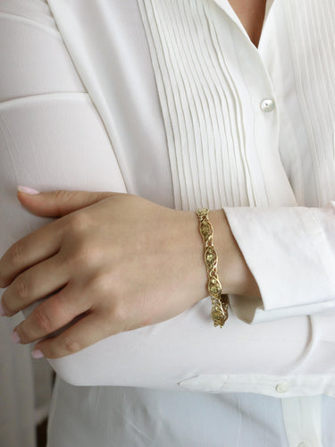 Bracelet Bracelet Art Nouveau chaine or jaune maille feuille de lierre 58 Facettes 1133.2