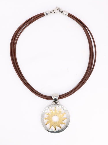 Collier Bvlgari Tondo Sun - Collier en or jaune 18k et acier 58 Facettes 1CA0000035/1