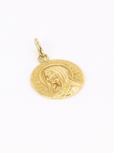 Pendentif Médaille ancienne Vierge de profil en or jaune 58 Facettes 1182.2