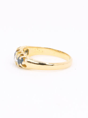 Bague 46 Bague jarretière en or jaune 18k, saphirs et diamants taille rose 58 Facettes 1181.4