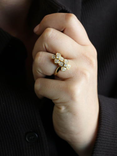 Bague 53 Van Cleef & Arpels - Bague double trèfle en or jaune et diamants 58 Facettes 1217