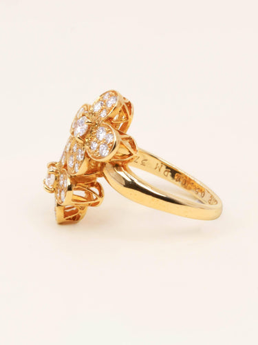 Bague 53 Van Cleef & Arpels - Bague double trèfle en or jaune et diamants 58 Facettes 1217