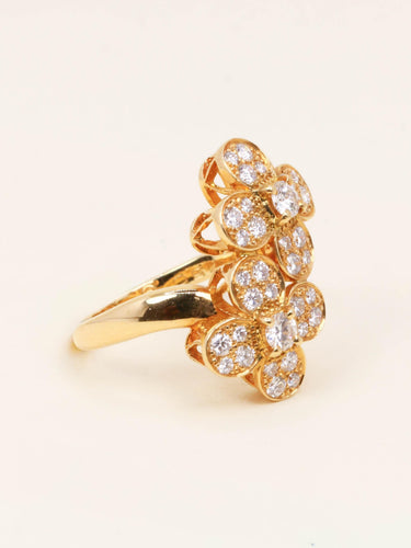 Bague 53 Van Cleef & Arpels - Bague double trèfle en or jaune et diamants 58 Facettes 1217