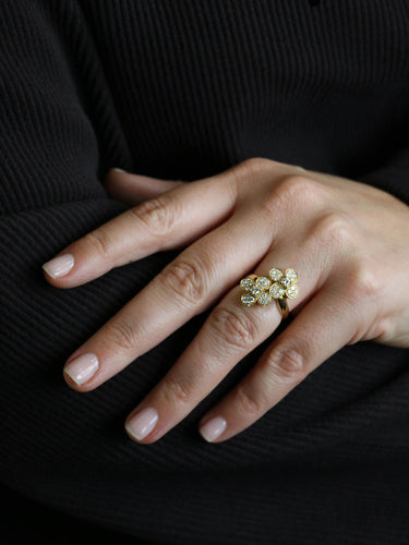 Bague 53 Van Cleef & Arpels - Bague double trèfle en or jaune et diamants 58 Facettes 1217