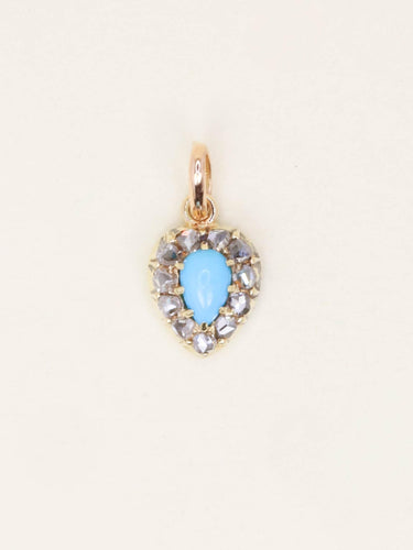 Pendentif Pendentif poire en or jaune 15k avec turquoise et diamants 58 Facettes 1115.3