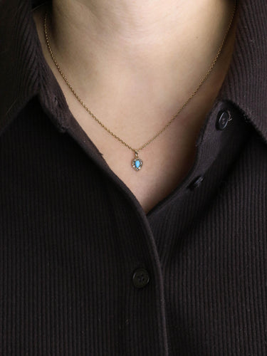 Pendentif Pendentif poire en or jaune 15k avec turquoise et diamants 58 Facettes 1115.3