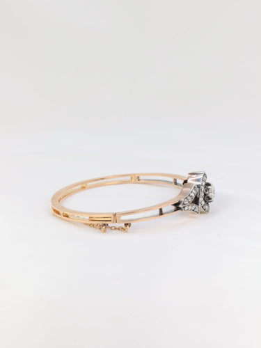 Bracelet Bracelet jonc or rose diamants taille ancienne 58 Facettes 664