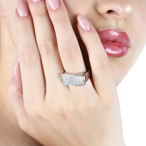 Bague 53 Bague bandeau en or blanc 18 ct et diamants 0,50 ct 58 Facettes 4716