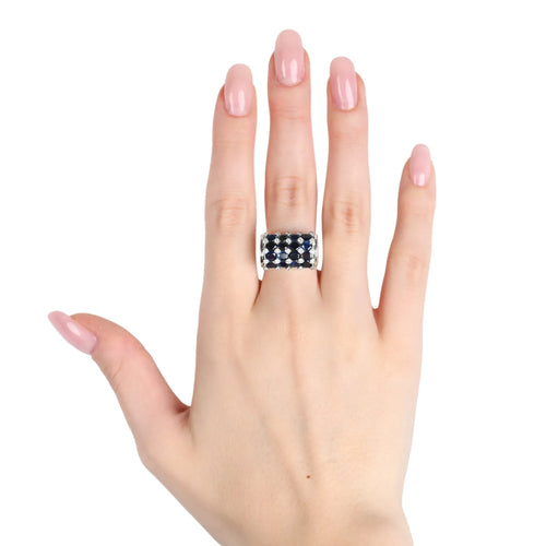 Bague Bague en or blanc 18 kt avec saphir 3 ct et diamants 58 Facettes 4105