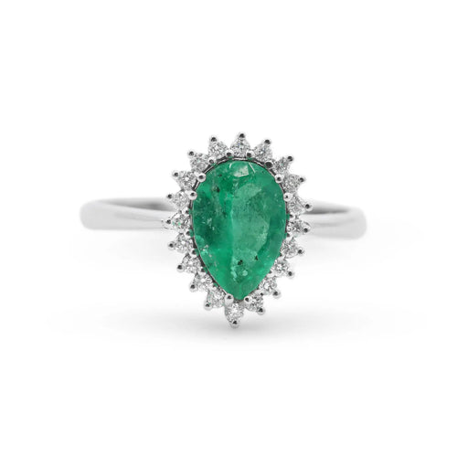 Bague 53 Bague en or blanc 18 ct avec émeraude de Colombie 0,94 ct et diamants 58 Facettes 7816