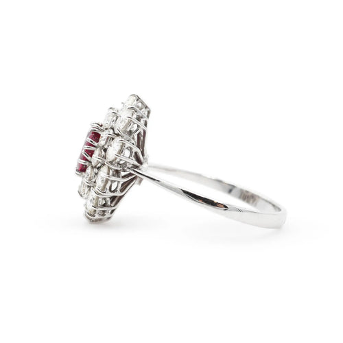 Bague 57 Bague en or blanc avec rubis de Cambodge 1 ct et diamants 58 Facettes 8404