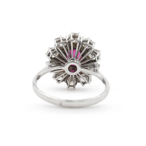 Bague 57 Bague en or blanc avec rubis de Cambodge 1 ct et diamants 58 Facettes 8404