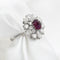 Bague 57 Bague en or blanc avec rubis de Cambodge 1 ct et diamants 58 Facettes 8404