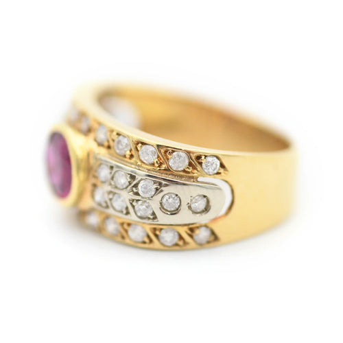 Bague 53 Bague en or jaune 18 K avec rubis 0,80 ct et diamants 58 Facettes 8957