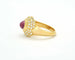 Bague 54 Bague en or jaune 18 kt avec rubis cabochon 2,5 ct et diamants 58 Facettes 9865