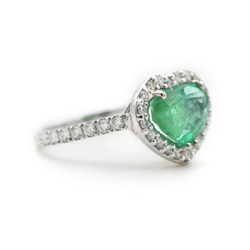 Bague 53 Bague en or blanc 18 carats avec émeraude 2,07 ct et diamants 58 Facettes 12054