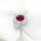 Bague 54 Bague en or blanc 18 ct avec rubis du Mozambique et diamants 58 Facettes 10705