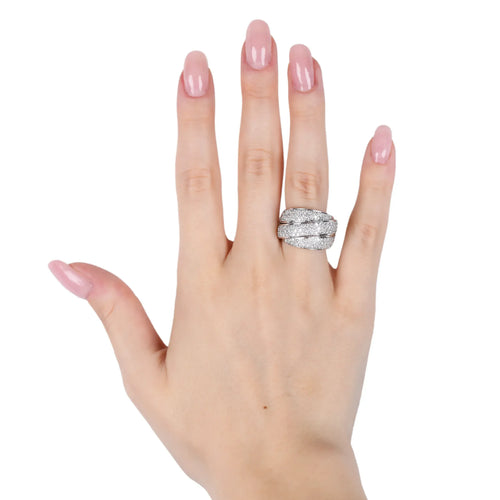 Bague Bague bandeau tressée en or blanc 18 ct et diamants 1,40 ct 58 Facettes 13492