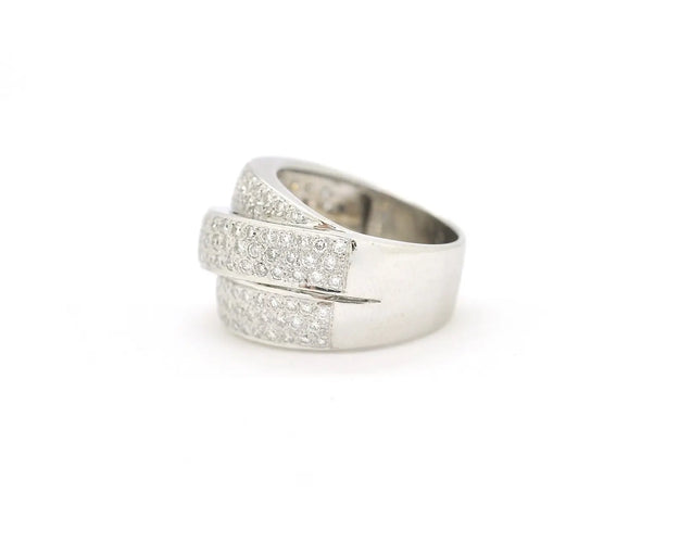 Bague Bague bandeau tressée en or blanc 18 ct et diamants 1,40 ct 58 Facettes 13492