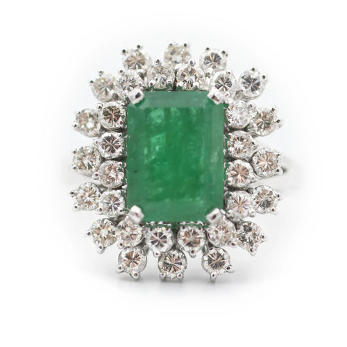 Bague Bague en or blanc 18 ct avec émeraude 2,81 ct et diamants 58 Facettes 13755