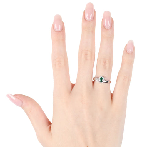 Bague Bague en or blanc 18 carats avec émeraude 0,30 ct et diamants 58 Facettes 14199