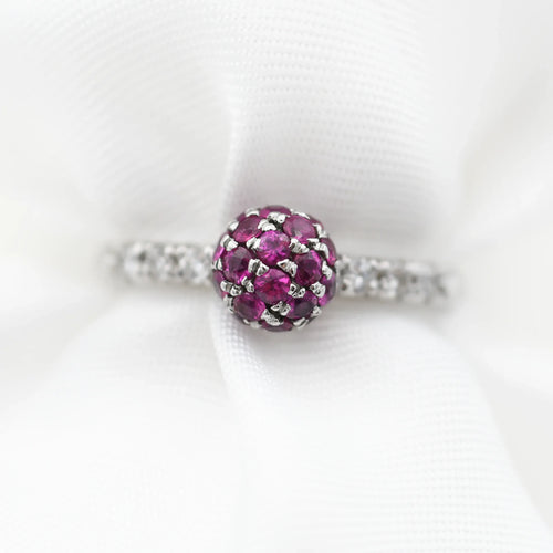 Bague Favero - Bague en or blanc 18 carats avec rubis et diamants 58 Facettes 14458