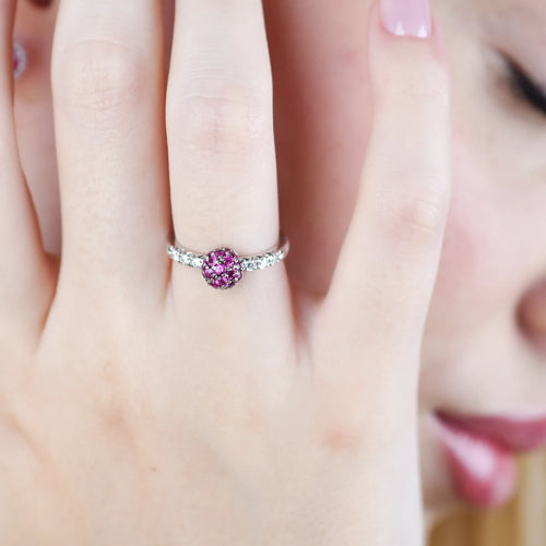 Bague Favero - Bague en or blanc 18 carats avec rubis et diamants 58 Facettes 14458