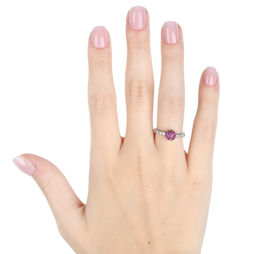 Bague Favero - Bague en or blanc 18 carats avec rubis et diamants 58 Facettes 14458