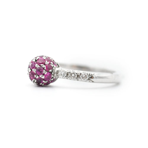 Bague Favero - Bague en or blanc 18 carats avec rubis et diamants 58 Facettes 14458