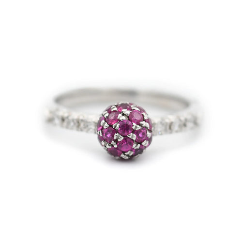 Bague Favero - Bague en or blanc 18 carats avec rubis et diamants 58 Facettes 14458