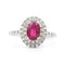 Bague 55 Bague en or blanc 18 carats avec rubis 1,19 ct et diamants 58 Facettes 14503