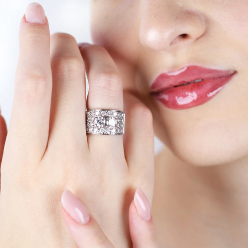 Bague Bague jonc en or blanc 18 carats avec diamants 1,64 ct 58 Facettes 14564