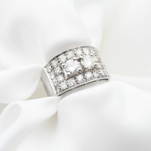 Bague Bague jonc en or blanc 18 carats avec diamants 1,64 ct 58 Facettes 14564