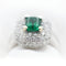 Bague Bague - en or blanc 18 ct avec émeraude de Zambie et diamants 58 Facettes 14562