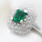 Bague Bague - en or blanc 18 ct avec émeraude de Zambie et diamants 58 Facettes 14562