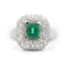 Bague Bague - en or blanc 18 ct avec émeraude de Zambie et diamants 58 Facettes 14562