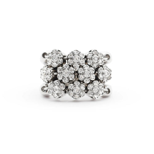 Bague 54 Bague maille souple en or blanc 18 ct avec diamants 0,70 ct 58 Facettes 17329