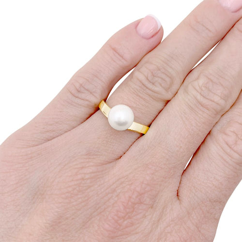 Bague 51 Dinh Van - Bague vintage en or jaune avec perle Akoya 58 Facettes 35284