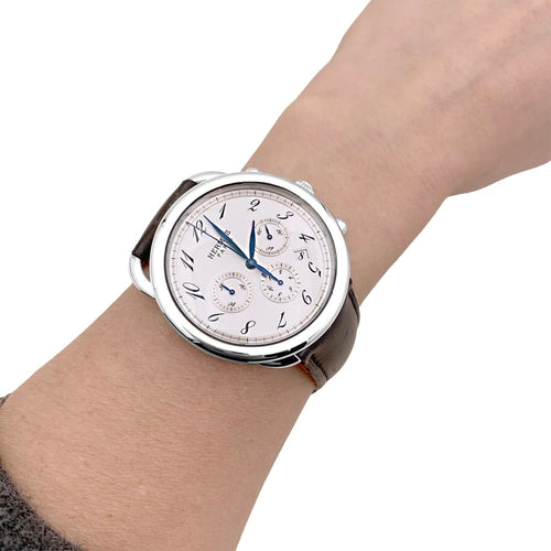 Montre Hermès Arceau Chronographe - Montre en acier sur cuir 58 Facettes 35226