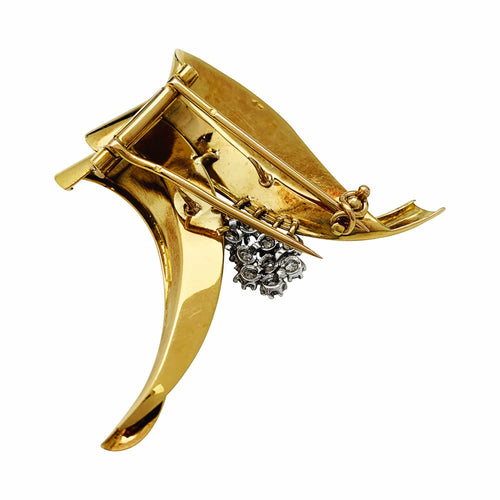 Broche Fontana - Broche en or jaune 750/000 et platine 950/000, 10 diamants taille ancienne 58 Facettes 30245