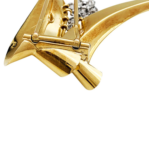 Broche Fontana - Broche en or jaune 750/000 et platine 950/000, 10 diamants taille ancienne 58 Facettes 30245