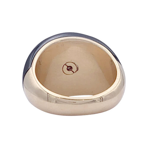 Bague 52 Bulgari - Bague bombée en or jaune 750 hématite et diamants 58 Facettes 32935