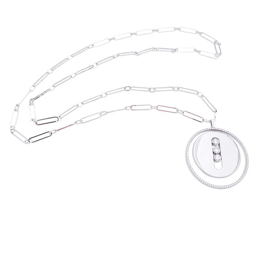 Collier Messika Move Lucky - Sautoir en or blanc et diamants 58 Facettes 33236