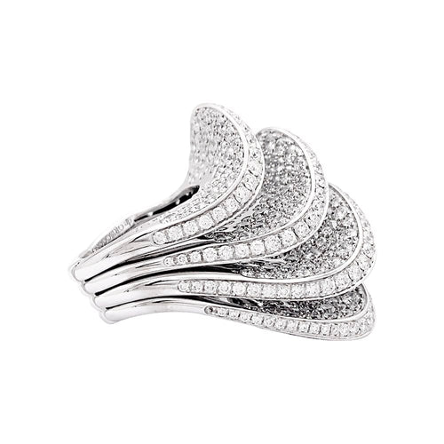 Bague 53 De Grisogono Onde - Bague en or blanc pavée de diamants 58 Facettes 33895