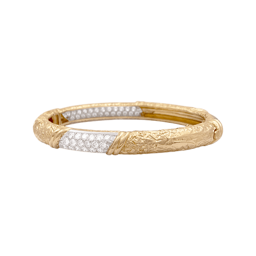 Bracelet Van Cleef & Arpels - Bracelet jonc ouvrant en or jaune et diamants 58 Facettes 34382