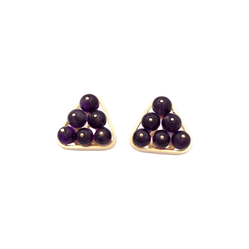 Boucles d'oreilles Clips d'oreilles vintage or jaune, améthyste. 58 Facettes 34432