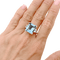 Bague 58 Bague cocktail en or blanc et platine avec aigue-marine et diamants 58 Facettes 34684