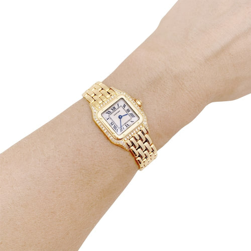 Montre Cartier Panthère - Montre femme petit modèle en or jaune et diamants 58 Facettes 34864