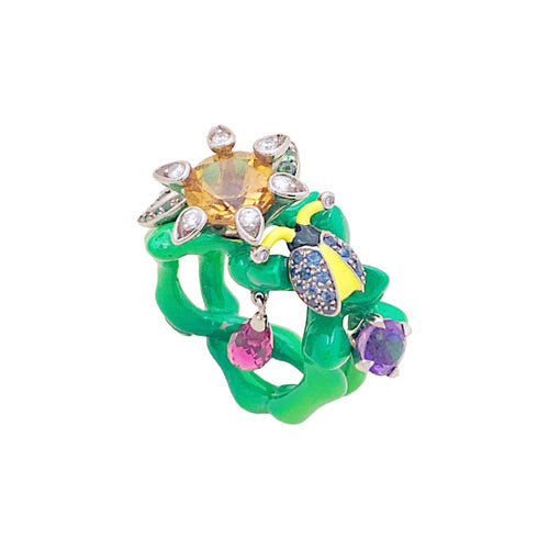 Bague 51 Dior Milly Carnivora - Bague en or blanc laque et pierres précieuses 58 Facettes 35043